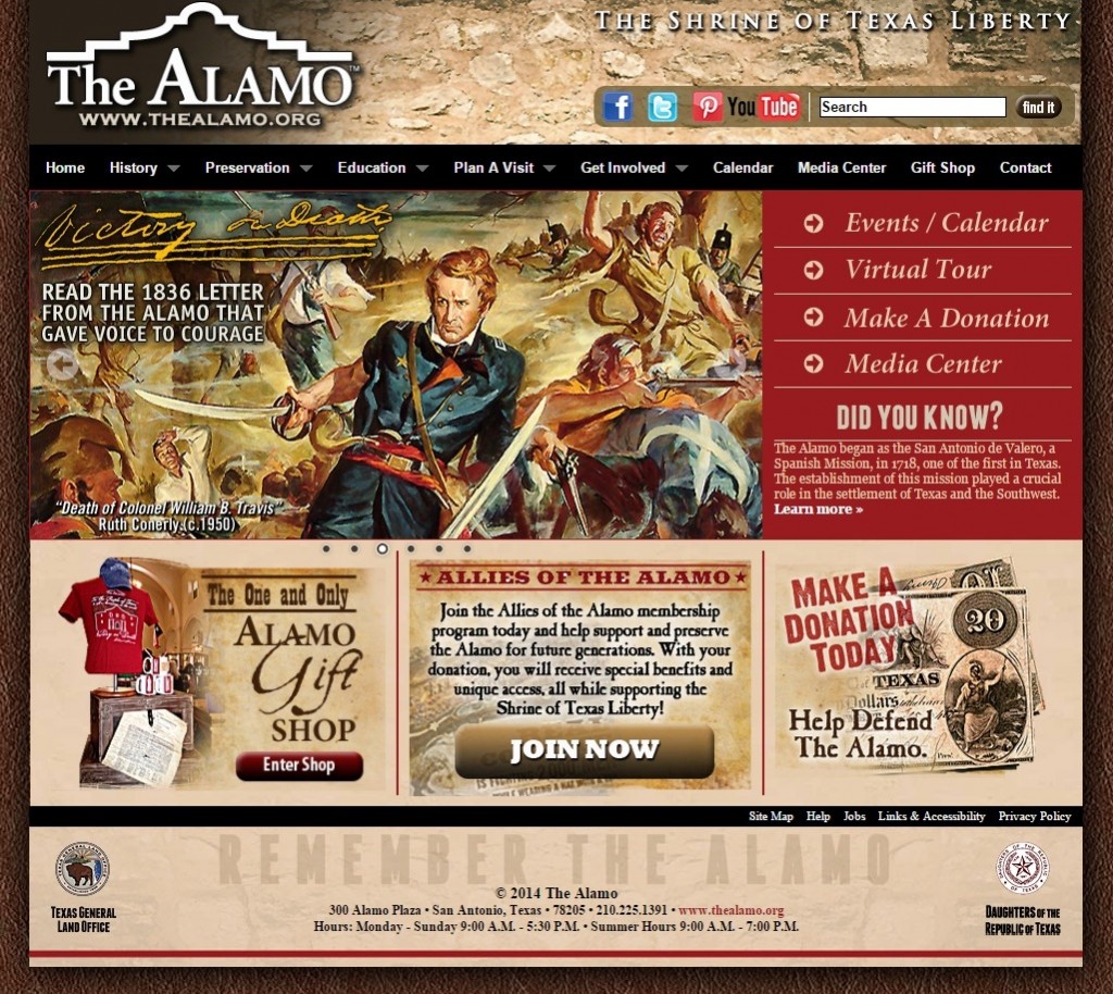 The Alamo webpage